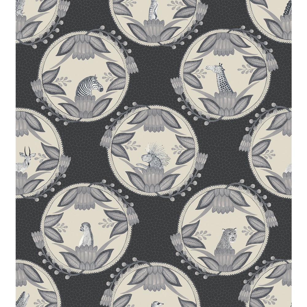 Ardmore Cameos Wallpaper 9043 by Cole & Son in Soot Snow